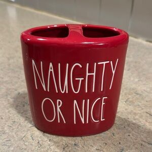 Rae Dunn Red Naughty or Nice Toothbrush Holder